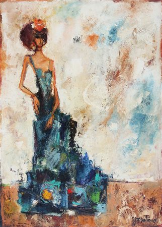 GAMBINO GIUSEPPE (1928 - 1997) Ballerina di Flamenco. 1970. Acrilico su tela....