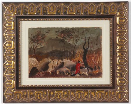 ANNIGONI PIETRO (1910 - 1988) Senza titolo. Olio su cartone. Cm 28,50 x...