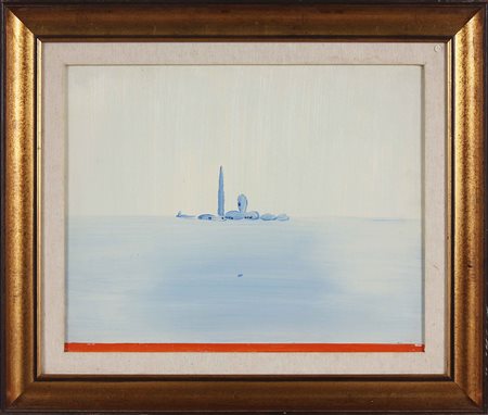 GUIDI VIRGILIO (1891 - 1994) Bacino di San Marco, San Giorgio. Olio su tela ....