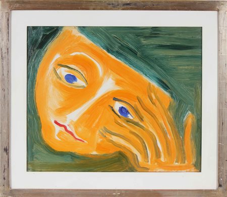 GUIDI VIRGILIO (1891 - 1994) testa Tragica. 1974. Olio su tela . Cm 60,00 x...