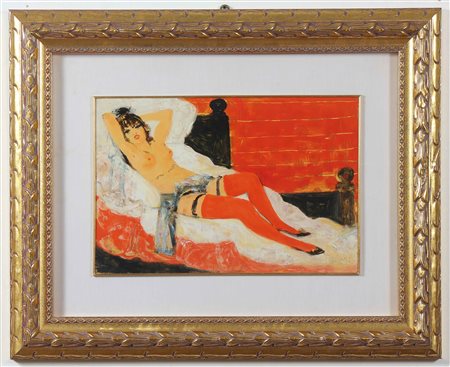 FIUME SALVATORE (1915 - 1997) Donna. Olio su masonite. Cm 35,00 x 53,00....