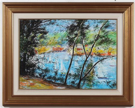 CASCELLA MICHELE (1892 - 1989) Portofino. Pastello su carta. Cm 70,00 x...