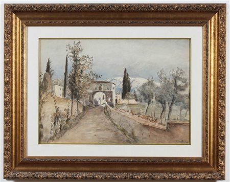 CASCELLA MICHELE (1892 - 1989) Ingresso del Vittoriale. 1930. Acquarello. Cm...