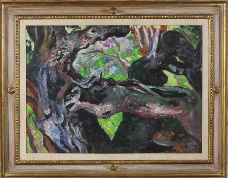 LEVI CARLO (1902 - 1975) Vecchio carrubo. Olio su tela . Cm 100,00 x 73,00....