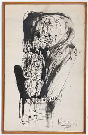 ROMAGNONI BEPI (1930 - 1964) Senza titolo. 1958. Tecnica mista su carta. Cm...