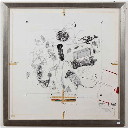 VELICKOVIC VLADIMIR (n. 1935) Senza titolo. 1972. Tecnica mista su carta. Cm...