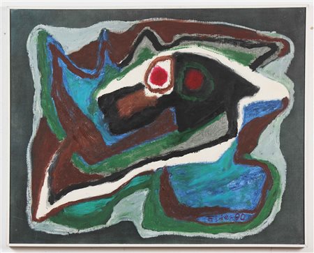 ANSGAR ELDE (1933 - 2000) Senza titolo. 1990. Olio su tela . Cm 81,00 x...