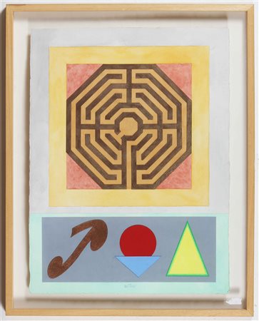 DEL PEZZO LUCIO (n. 1933) Laborintus. Tecnica mista su carta. Cm 57,00 x...