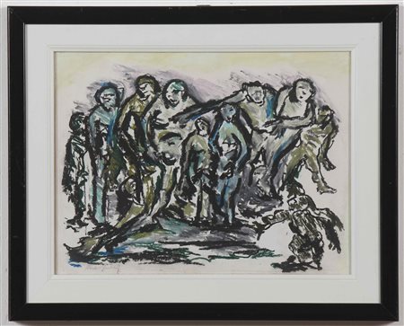 FETTING RAINER (n. 1949) Senza titolo. Tecnica mista su carta applicata su...