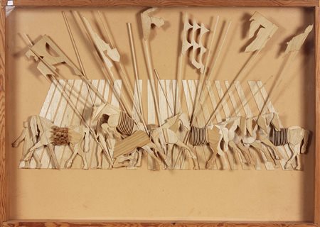 CEROLI MARIO (n. 1938) Cavalli. Legno. Cm 105,00 x 75,00. 67/150. Tiratura e...