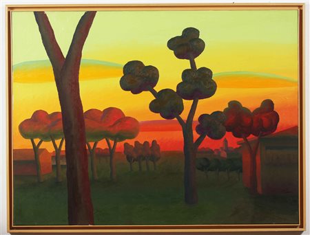 SALVO (n. 1947) Pianura. Olio su tela . Cm 120,00 x 90,00. Al retro titolo e...