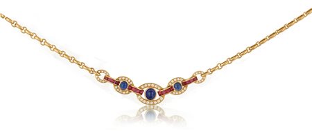 COLLANA COLLANA. In oro giallo 18 kt maglie ad anelli alternati a settori...