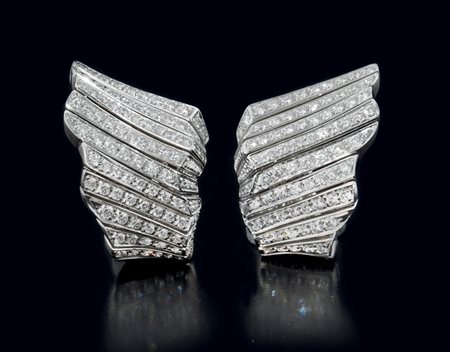 DAMIANI gioielli valenza COPPIA DI ORECCHINI DI DAMIANI. In oro bianco 18 kt...