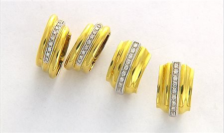 ORECCHINI LOTTO DI DUE COPPIE DI ORECCHINI. In oro giallo e bianco 18 kt,...