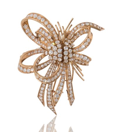 CHANEL SPILLA DOPPIA CLIP DI CHANEL FRANCIA ANNI '50 CA. In oro giallo 18 kt...