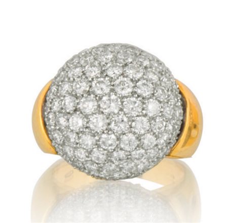 ANELLO ANELLO. In oro giallo e bianco 18 kt sommità circolare bombata in...