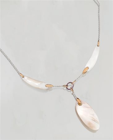 COLLANA COLLANA. In oro rosa, bianco e brunito 18 kt maglia ad anelli con...