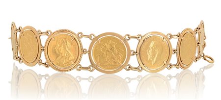 BRACCIALE BRACCIALE. In oro giallo 18 kt composto da sette sterline inglesi...