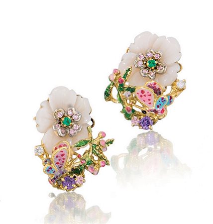 SANTAGOSTINO COPPIA DI ORECCHINI DI SANTAGOSTINO. In oro giallo e bianco 18...