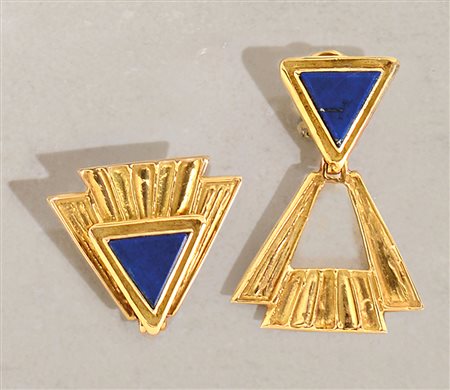 ORECCHINI COPPIA DI ORECCHINI. In oro giallo 18 kt perno e clip realizzati a...