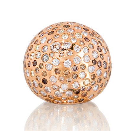 ANELLO ANELLO. In oro rosè 18 kt sommità bombata impreziosita da diamanti...