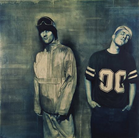 FEDERICO GUIDA (1969-) Con le mani nelle tasche 1997olio su tela su tavola cm...