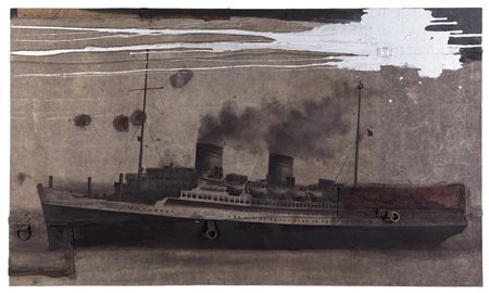 LUCA PIGNATELLI (1962-) Rex 2005 olio su telone di copertura di vagone...