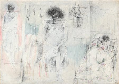 ERCOLE PIGNATELLI (1935-) Personaggi che ritornano 1960china e tempera su...