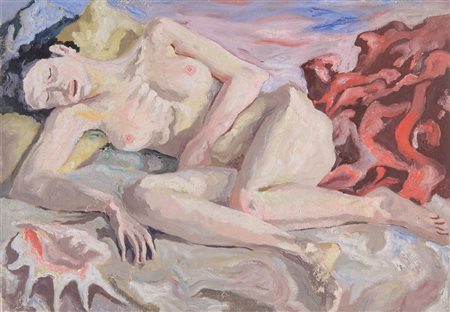 CARLO LEVI (1902-1975) Figura-Nudoolio su tela cm 70x100autentica su foto a...