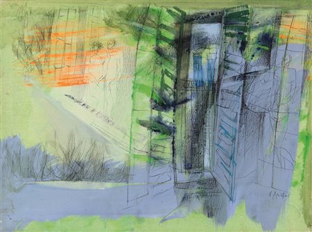 ERCOLE PIGNATELLI (1935-) Senza titolo 1960 china e tempera su tela cm...