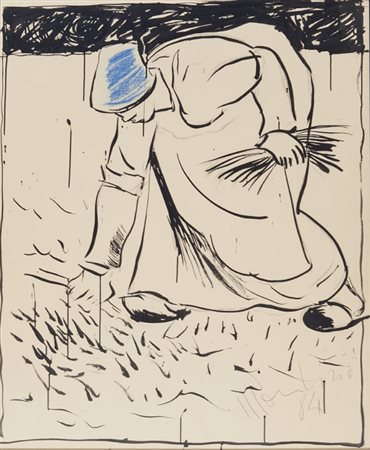 ALDO MONDINO (1938-2005) Senza titolo 1984tecnica mista su carta intelata cm...