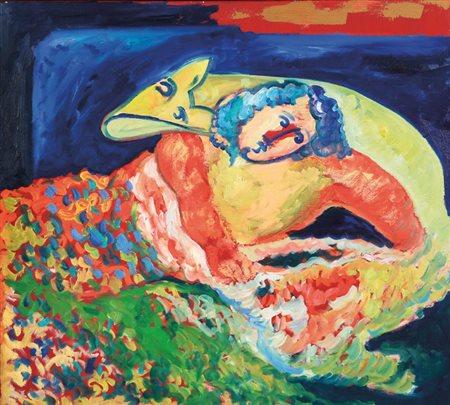 MIMMO GERMANA' (1944-1992) Risveglio 1991olio su tela cm 90x100firmato,...