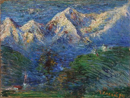 CARLO CARRA' (1881-1966) Sagliano Micca 1908olio su tela cm 26x35firmato e...