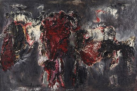 SERGIO VACCHI (1925-) Il vento di sera 1958 olio su tela cm 100x150firmato e...