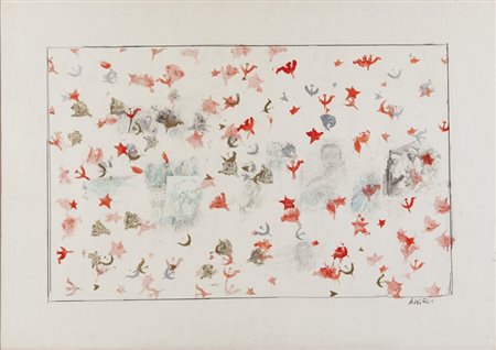 FRANCO ANGELI (1935-1988) Falce Martello 1968smalti su carta cm 70x100firmato...