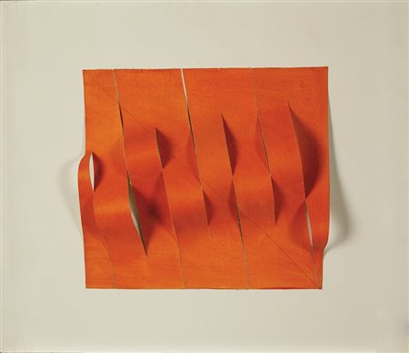 CLAUDIO CINTOLI (1935-1978) Fasce di colore cadenti da forma quadrata...