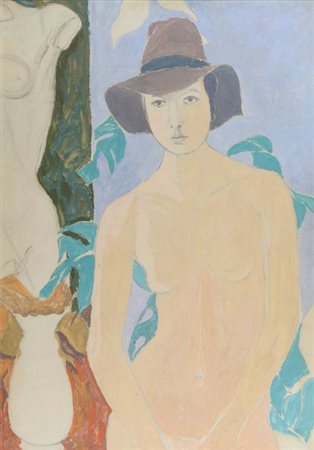 FRANCESCO MENZIO (1899-1979) Le chapeau olio su tela cm 100x71firmato in...