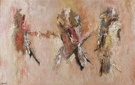 ARNALDO ESPOSTO (1933-1996) Uccelli appesi 1958olio su tavola cm...