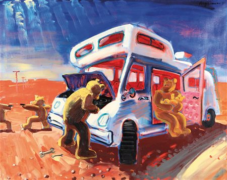 ANGERMANN PETER (1945-) Yermo 1988acrilico su tela cm 120x150firmato e datato...