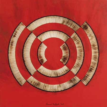 BERNARD AUBERTIN (1934-) Dessin de Feu sur table rouge 2008fiammiferi...