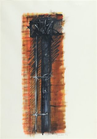 ALBERTO GHINZANI (1939-) Senza titolo 1974 tecnica mista cm 68,5x48firmato e...