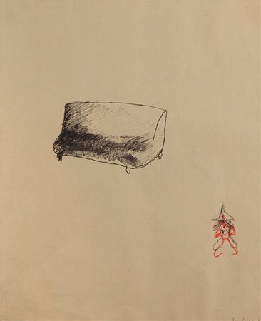 SANDRO CHIA (1946-) Senza titolo 1975tecnica mista su carta cm 42x35firmato e...