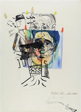 ALDO MONDINO (1938-2005) Portrait fort peu connu. Apollinaire combatte fra i...