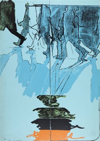 MARIO SCHIFANO (1934-1998) Con Balla 1971-1972serigrafia su tela, cinque...