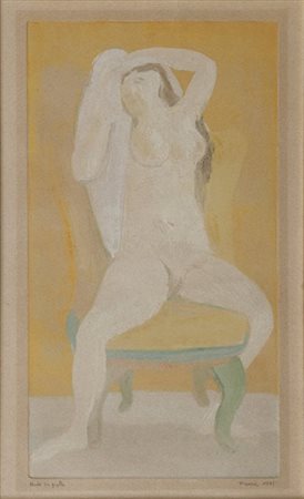 SALVATORE FIUME (1915-1997) Nudo in giallo (Nudino) 1945monotipo cm...