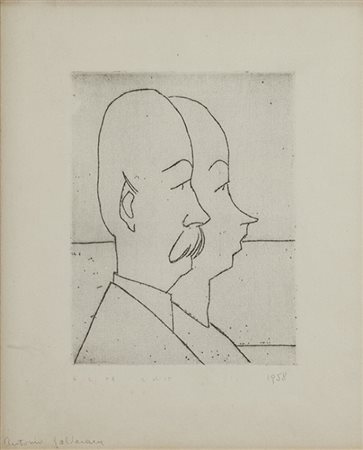 ANTONIO CALDERARA (1903-1978) Coppia 1958incisione cm 27x22esemplare...