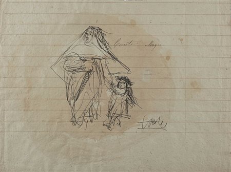 Cleto Tomba (Castel San Pietro 1898 - Bologna 1987) - "Suora con bambina"...