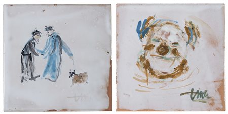 Cleto Tomba (Castel San Pietro 1898 - Bologna 1987) - "Pagliaccio" e "Figure...