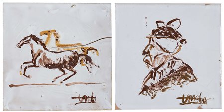 Cleto Tomba (Castel San Pietro 1898 - Bologna 1987) - "Cavalli in corsa" e...