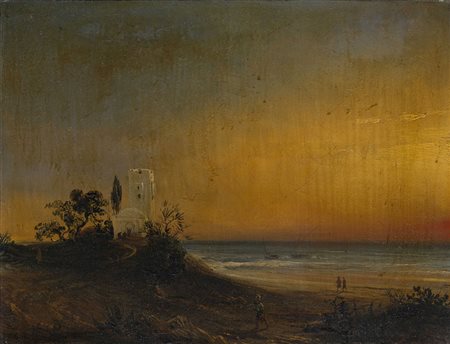 Maestro francese del XIX secolo "Paesaggio orientalista" 1831 olio su tela...